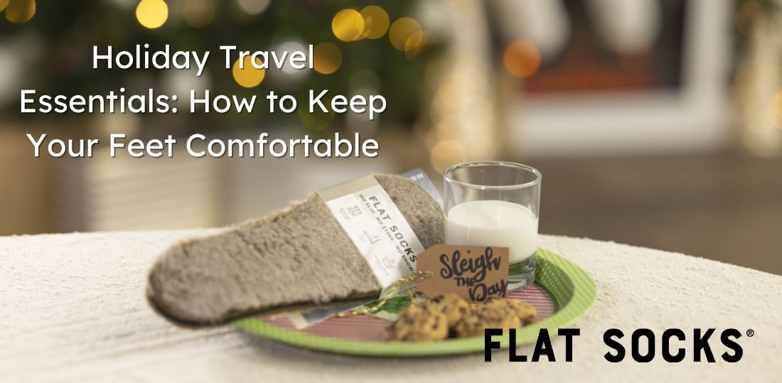 FLAT SOCKS on a plate of cookies with milk for Santa