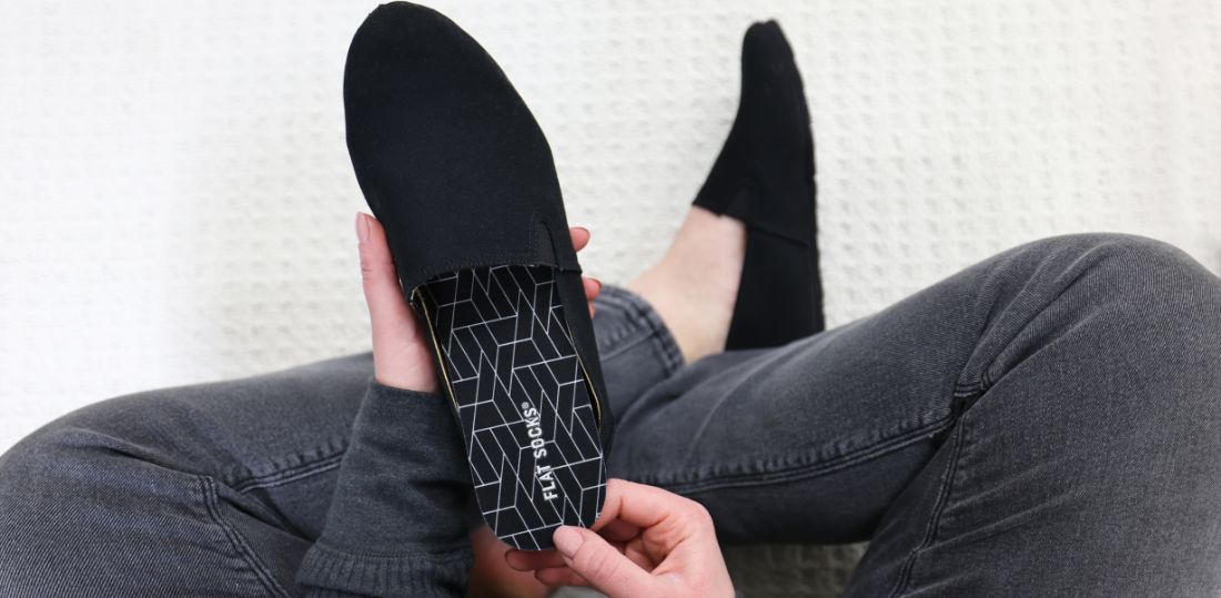 Black FLAT SOCKS in slip on shoes